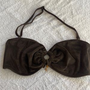 Juicy couture velvet bandeau swim top with ✨✨ juicy charm ✨✨ size Large